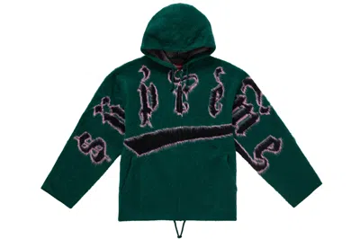 Pre-owned Supreme Accent Brushed Zip Up Hooded Sweater Green