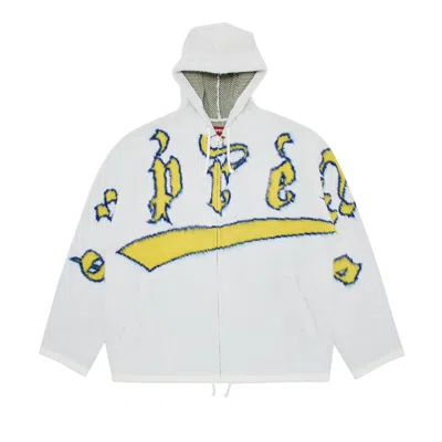 Pre-owned Supreme Accent Brushed Zip Up Hooded Sweater 'white'