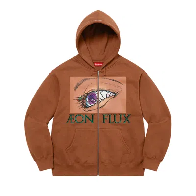Pre-owned Supreme Aeon Flux Zip Up Hooded Sweatshirt 'brown'