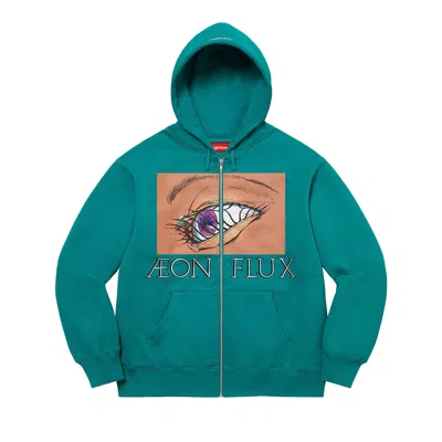 Pre-owned Supreme Aeon Flux Zip Up Hooded Sweatshirt 'teal' | Men's Size M