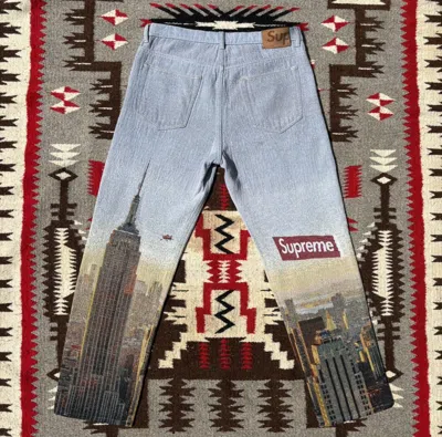 Pre-owned Supreme Aerial Tapestry Pants In Blue