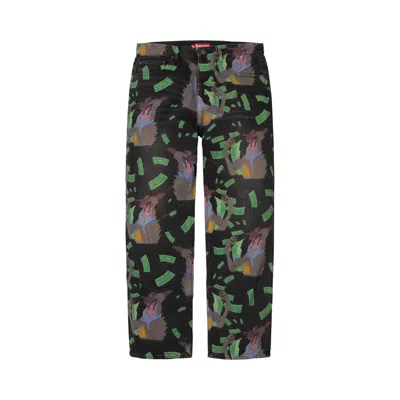 Pre-owned Supreme All Dogs Go To Heaven Loose Fit Jean 'washed Black' | Men's Size 38