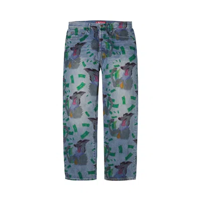 Pre-owned Supreme All Dogs Go To Heaven Loose Fit Jean 'washed Indigo' | Blue | Men's Size 38