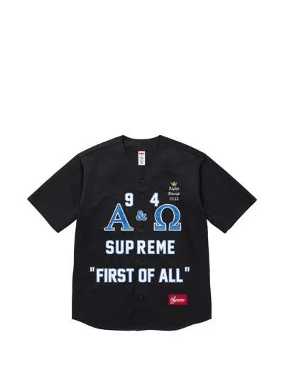Supreme Alpha Omega Baseball Jersey Shirt In Black