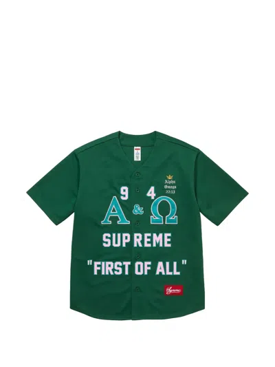 Supreme Alpha Omega Baseball Jersey Shirt In Green