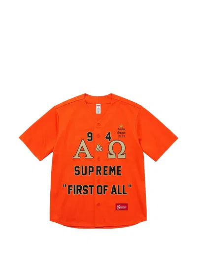 Supreme Alpha Omega Baseball Jersey Shirt In Red