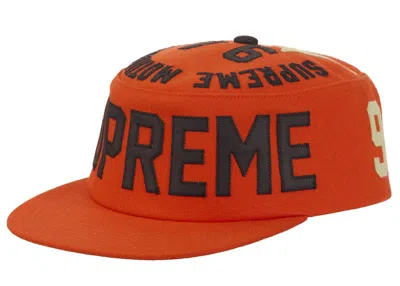 Pre-owned Supreme Alpha Omega Pillbox Hat In Orange