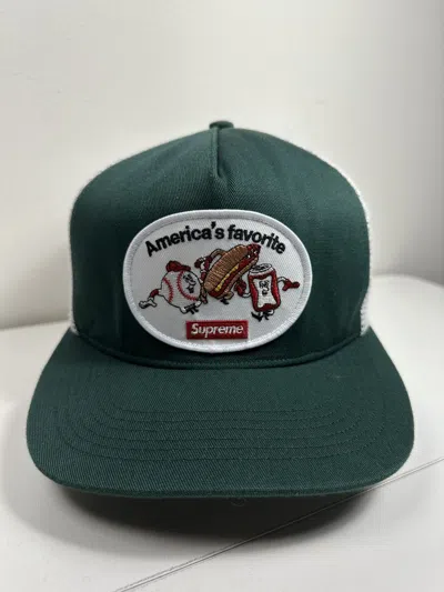 Pre-owned Supreme America's Favorite Mesh Back 5-panel Cap Hat In Green