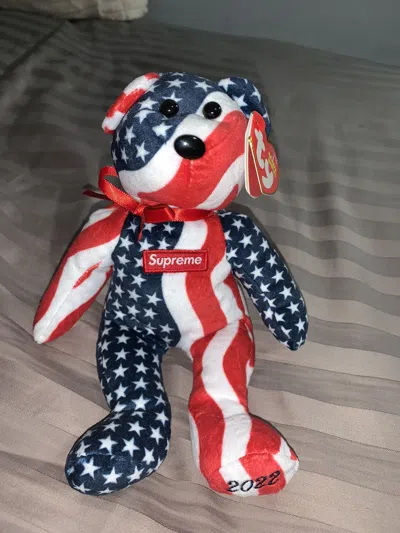 Pre-owned Supreme American Flag Box Logo Beanie Baby Fw22
