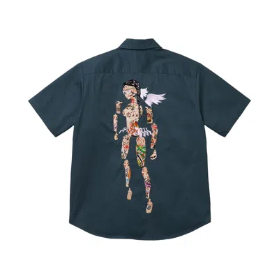 Pre-owned Supreme Aoi Cyborg Short-sleeve Work Shirt 'navy' | Blue | Men's Size S