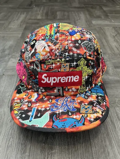Pre-owned Supreme Aoi Embroidered Camp Cap Flames In Multi