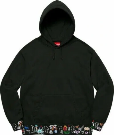 Pre-owned Supreme Aoi Icons Hooded Sweatshirt Large With  Sticker Black