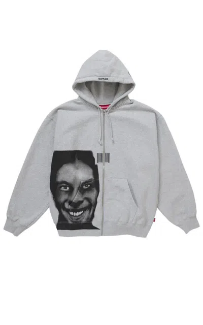 Pre-owned Supreme Aphex Twin Zip Up Hooded Sweatshirt Grey In White