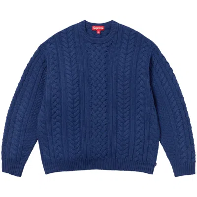 Pre-owned Supreme Appliqué Cable Knit Sweater 'navy' In Blue