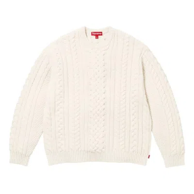 Supreme Applique Cable Knit Sweater 'white' In Green