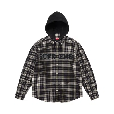 Pre-owned Supreme Appliqué Hooded Flannel Shirt 'black' | Men's Size S