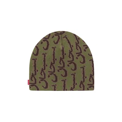 Pre-owned Supreme Arabic Jacquard Beanie 'olive' | Green | Men's Size Onesize