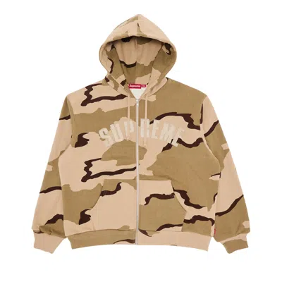 Pre-owned Supreme Arc Thermal Zip Up Hooded Sweatshirt 'desert Camo' In Tan