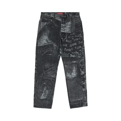 Pre-owned Supreme Archive Denim Jacquard Regular Jean 'black'