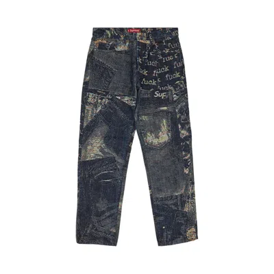 Pre-owned Supreme Archive Denim Jacquard Regular Jean 'blue'