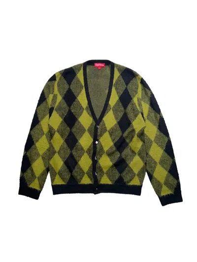 Pre-owned Supreme Argyle Brushed Cardigan In Green