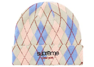 Pre-owned Supreme Argyle Cashmere Beanie In White