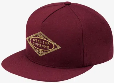 Pre-owned Supreme Atelier 5 Panel Hat In Burgundy