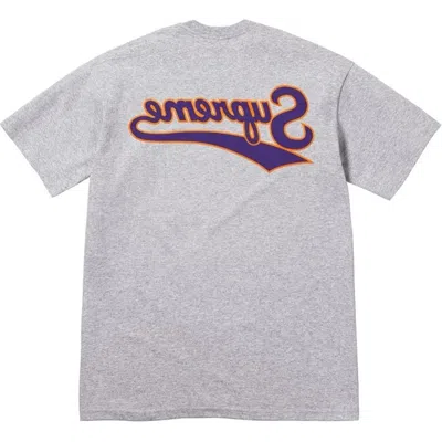 Supreme Backwards Logo T-shirt 'grey Purple' In Gray
