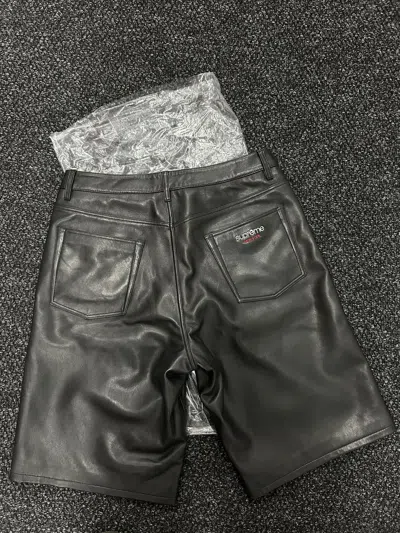 Pre-owned Supreme Baggy Leather Shorts In Black