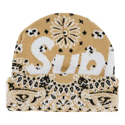 Supreme Bandana Big Logo Beanie 'tan' In Multi