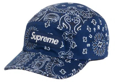 Pre-owned Supreme Bandana Camp Cap In Navy Blue