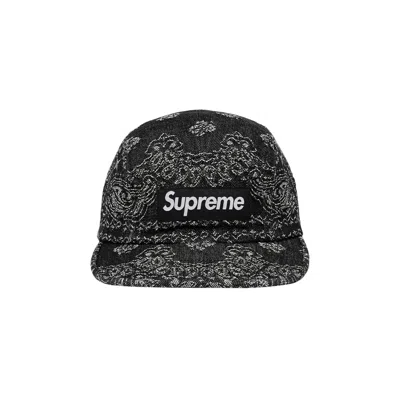 Pre-owned Supreme Bandana Jacquard Denim Camp Cap 'black' | Men's Size Onesize