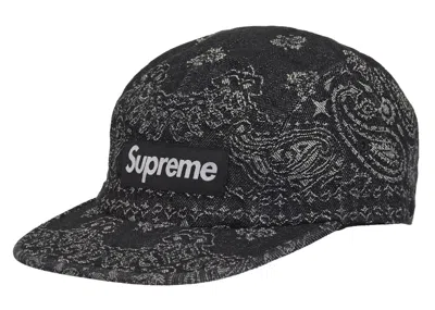 Pre-owned Supreme Bandana Jacquard Denim Camp Cap In Black