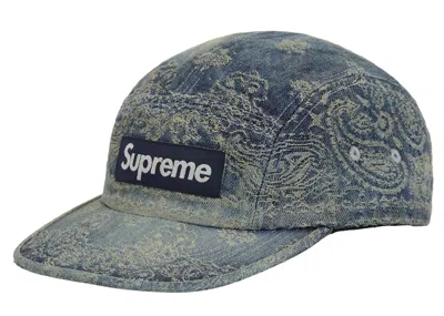 Pre-owned Supreme Bandana Jacquard Denim Camp Cap In Blue