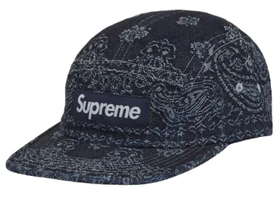 Pre-owned Supreme Bandana Jacquard Denim Camp Cap In Indigo