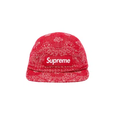 Pre-owned Supreme Bandana Jacquard Denim Camp Cap 'red' | Men's Size Onesize