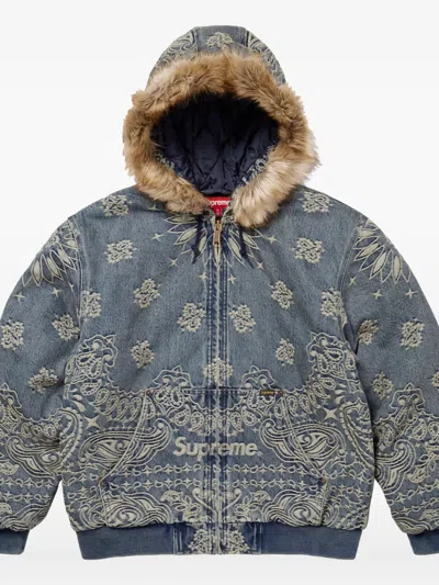 Supreme Bandana-jacquard Denim Jacket In Blue
