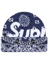 Supreme Bandana-print Beanie Hat In Blue