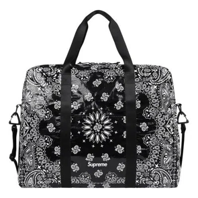 Supreme Bandana Tarp Large Duffle Bag 'black White' In Multi
