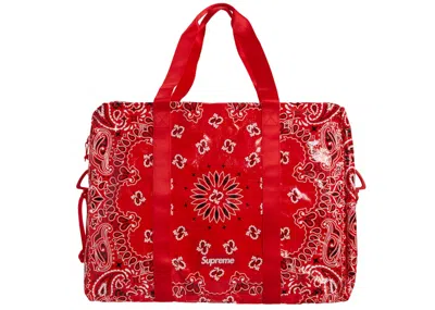 Pre-owned Supreme Bandana Tarp Large Duffle Bag In Red