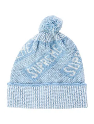 Pre-owned Supreme Banner Acrylic Beanie In Blue