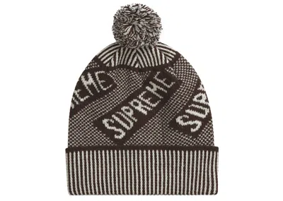 Pre-owned Supreme Banner Beanie In Brown