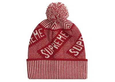 Pre-owned Supreme Banner Beanie In Red