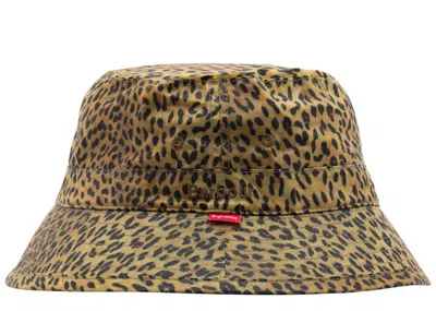 Pre-owned Supreme Barbour Waxed Cotton Crusher Hat In Leopard