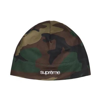 Pre-owned Supreme Base Layer Beanie 'woodland Camo' | Green | Men's Size Onesize