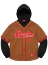 Supreme Baseball Jersey Hoodie In Brown