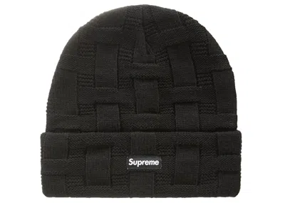 Pre-owned Supreme Basket Weave Beanie In Black