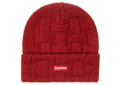 Pre-owned Supreme Basket Weave Beanie In Cardinal