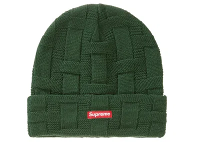 Pre-owned Supreme Basket Weave Beanie In Dark Green