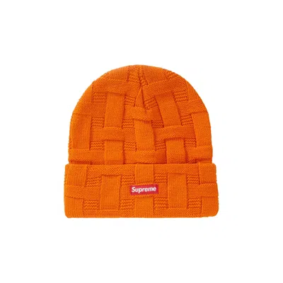 Pre-owned Supreme Basket Weave Beanie 'orange' | Men's Size Onesize